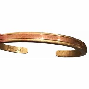 Sergio Lub California Vintage Signed Two Toned Cuff Bracelet in Copper and Brass